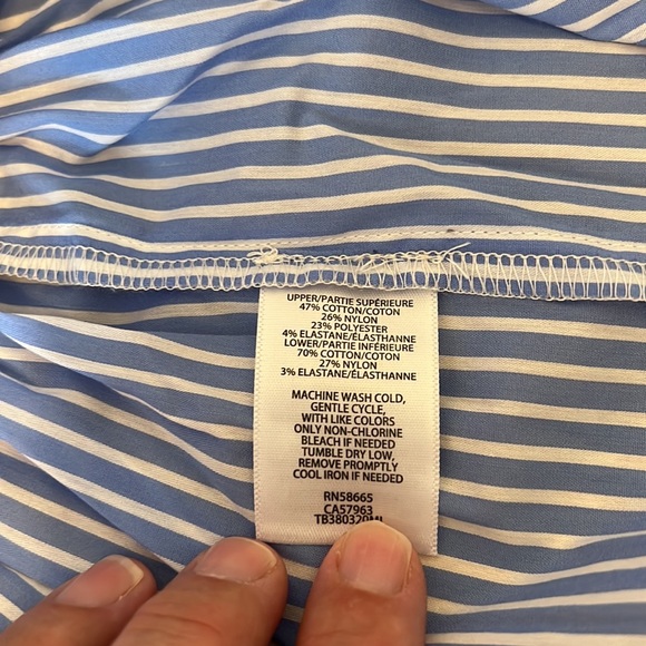 Treasure & Bond Peplum Sleeveless Blouse Blue & White Small - Picture 6 of 8